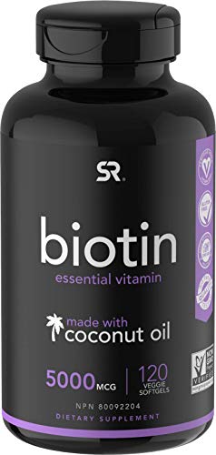 Biotin (5,000mcg) with Coconut Oil | Supports Healthy Hair, Skin & Nails in Biotin deficient Individuals