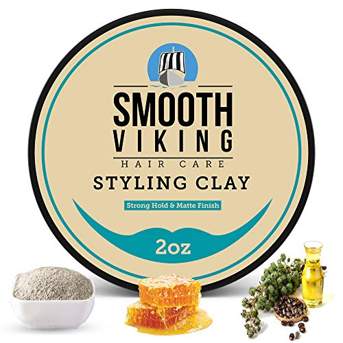 Hair Clay For Men | Smooth Viking Clay Pomade for Matte Finish & Strong Hold (2 Ounces) - Non-Greasy & Shine-Free Hair Styling Clay - Mineral Oil Free Mens Hair Product