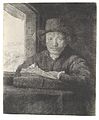 Rembrandt Harmensz van Rijn Selbstbildnis am Fenster zeichnend 1648.jpg