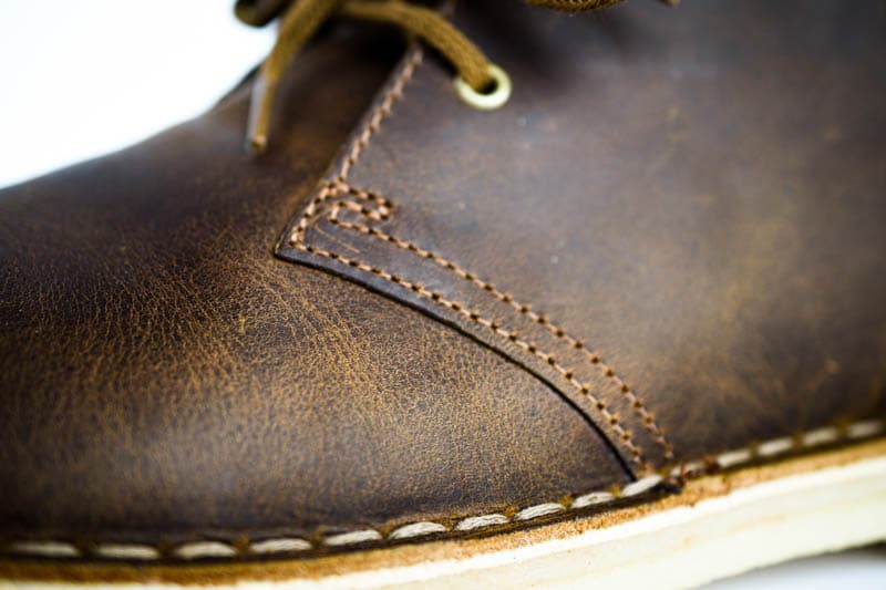 clarks desert boot stitching detail