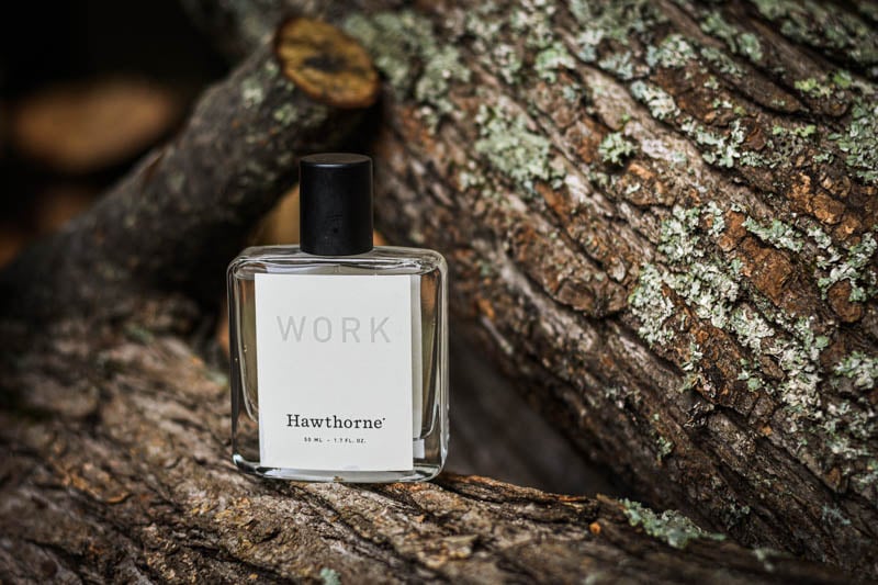 hawthorne cologne work fragrance on wooden background