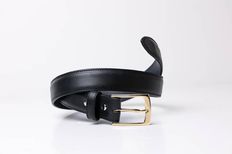 Hyde Belt Co black leather belt wrapped in loop