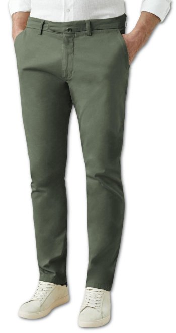 Luca Faloni Olive Green Lightweight Cotton Chinos