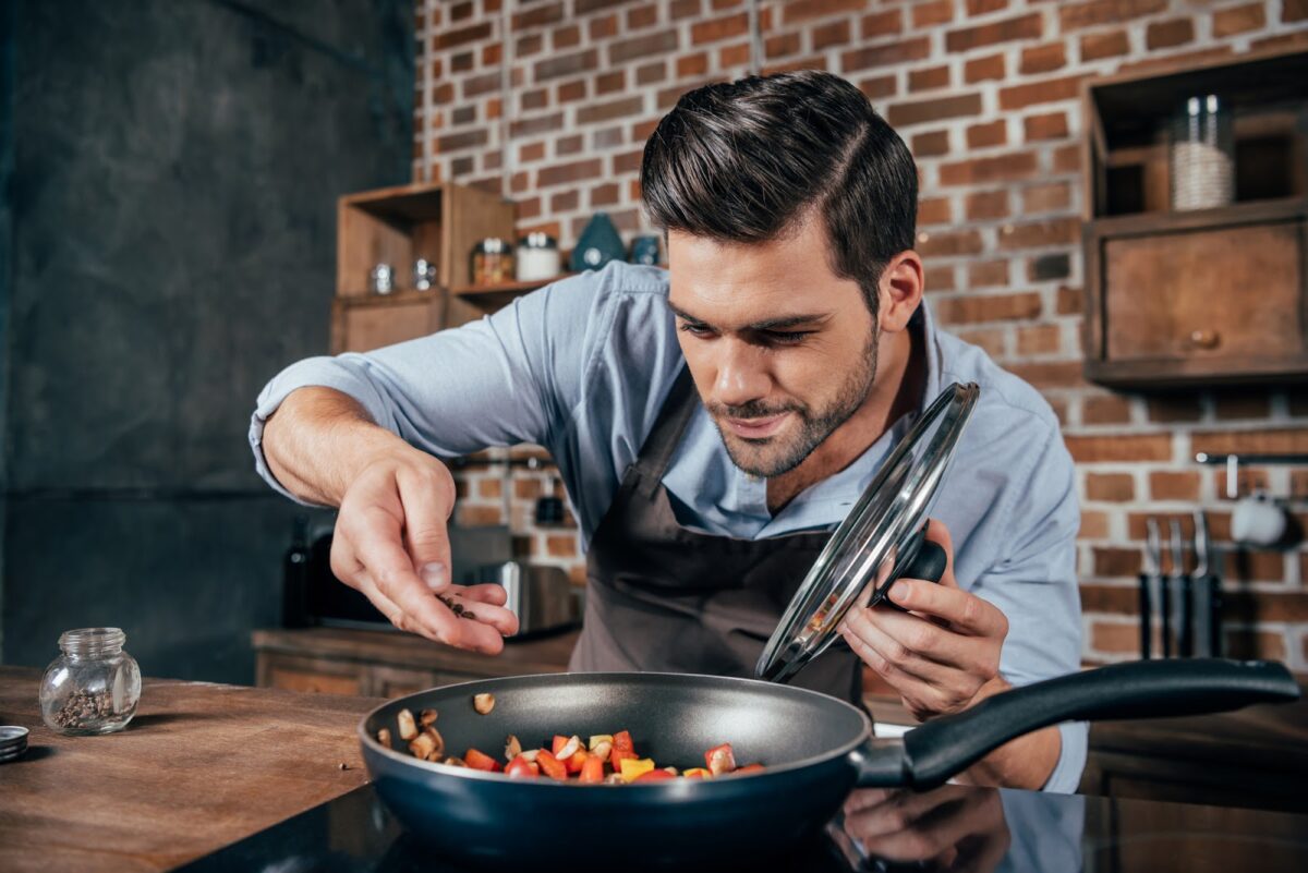 Man preparing healthy food