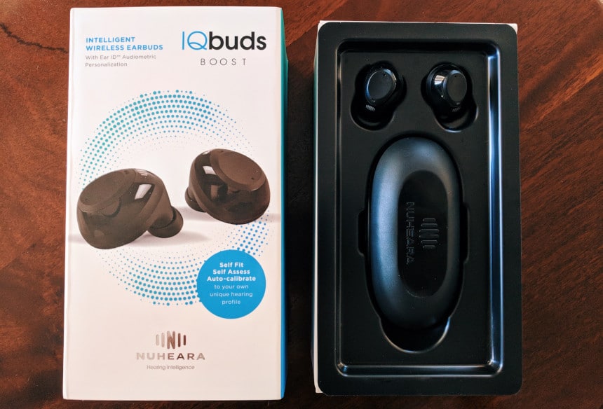 Nuheara IQbuds box top down opened