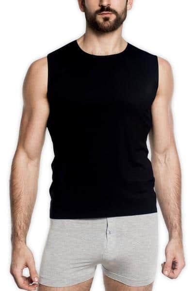 TANI Usa Bonded FreeForm Sleeveless Tank worn by model in black facing forward