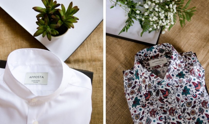 Two Folded Apposta Shirts Side by Side Grid With Flowers